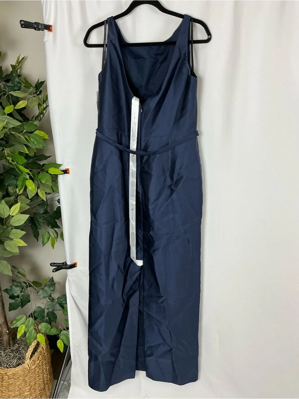 ALFRED SUNG Midnight Navy Satin Bateau Neck Maxi Dress - Picture 4 of 6